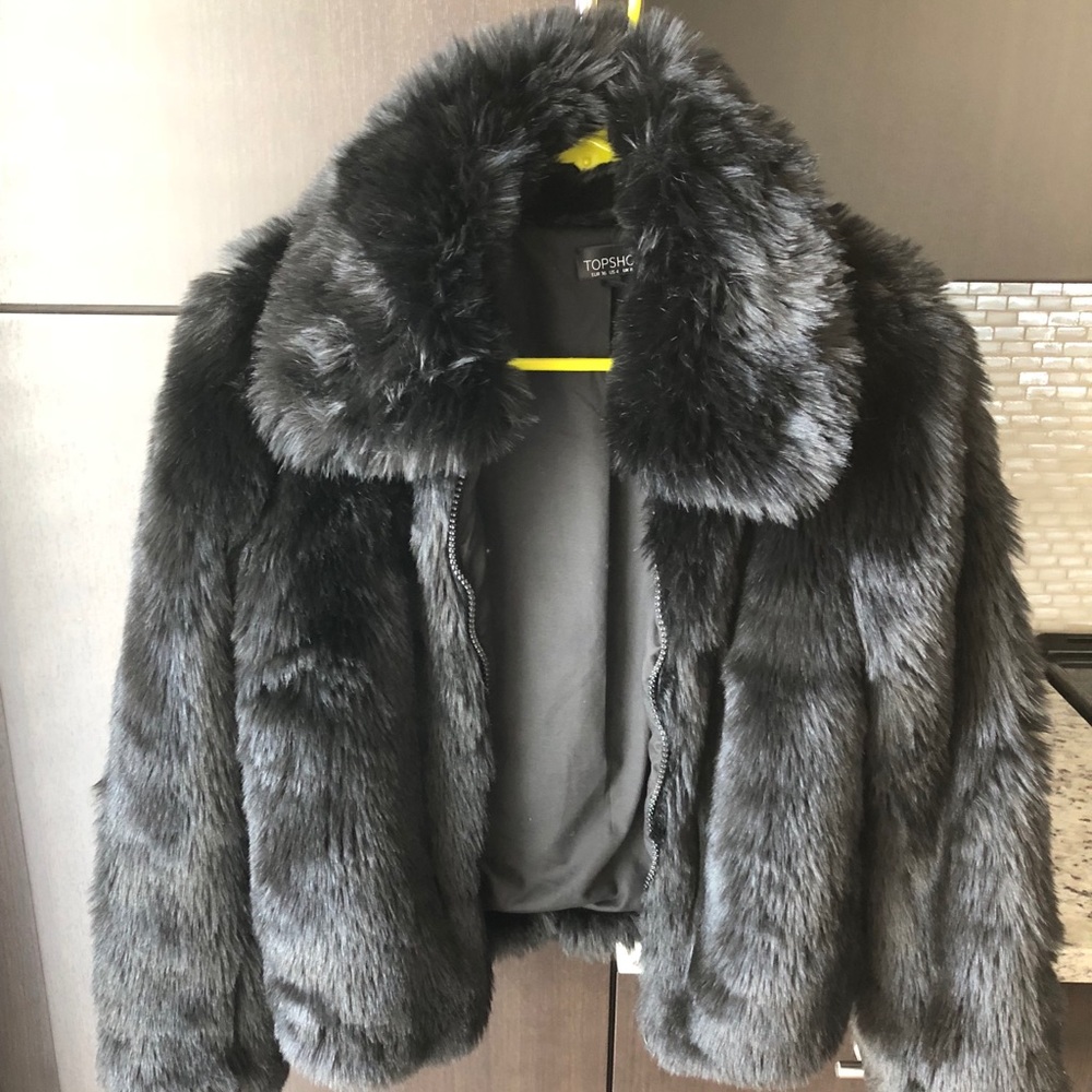 Top shop Black Faux Fur jacket